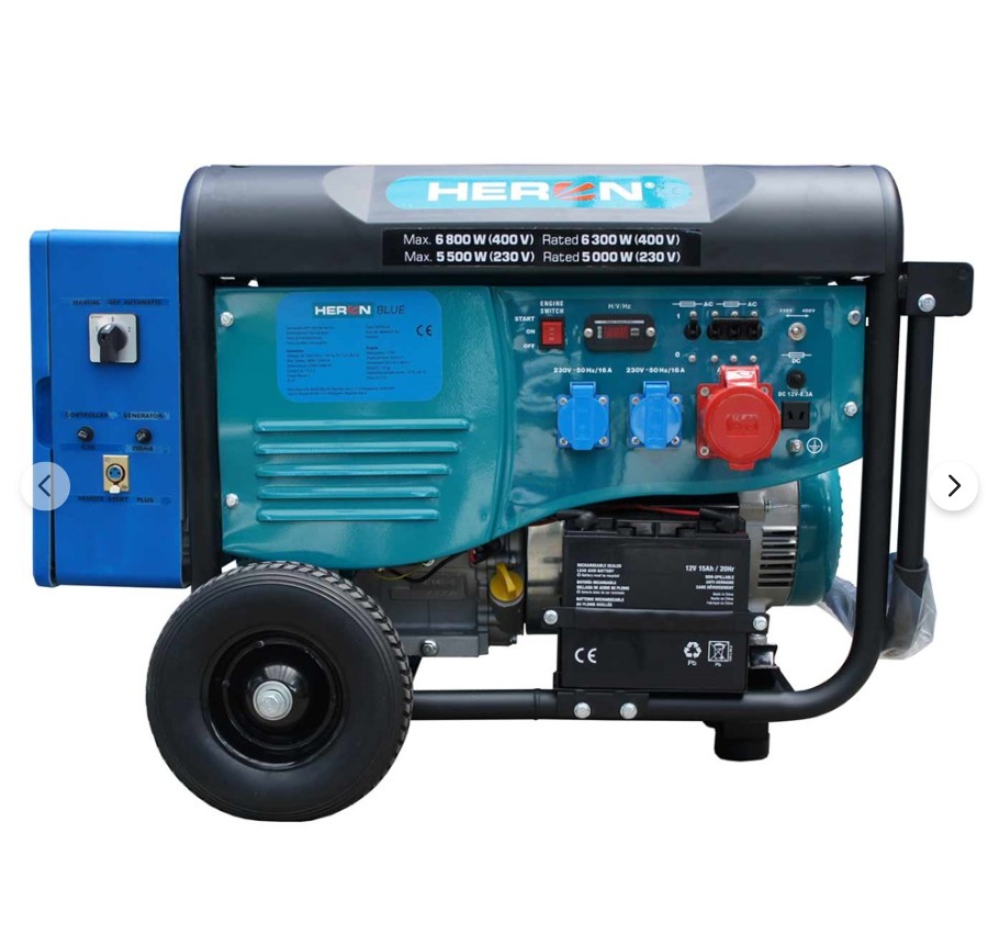 Heron 420 BLUE, háromfázisú, 6 kVA-es, távindítóval felszerelt áramfejlesztő