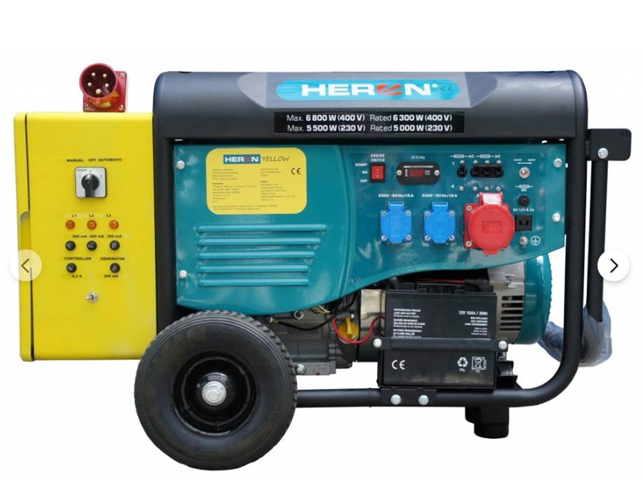 Heron 420 YELLOW +, háromfázisú, 6 kVA-es, vészhelyzeti áramfejlesztő; kommunikációs egységgel