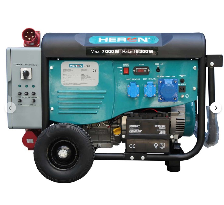 HERON 421 GREY +; háromfázisú hálózatba köthető 1 fázisú; 6,8 kVA-es vészhelyzeti áramfejlesztő, kommunikációs egységgel